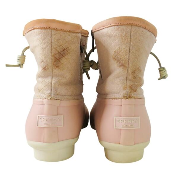 Sperry Saltwater Canvas Rainboots Rose Oats Pink Duck Boots Size 8 - Picture 6 of 11
